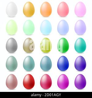 Set of painted colored eggs for Happy Easter. Vector illustration Stock Vector
