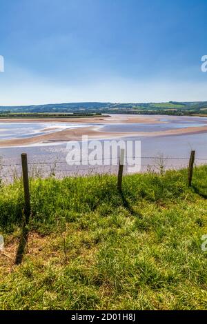 The River Severn at low tide from the top of Garden Cliff near Westbur-on-Severn, Gloucestershire, England Stock Photo