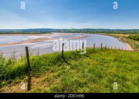 The River Severn at low tide from the top of Garden Cliff near Westbur-on-Severn, Gloucestershire, England Stock Photo