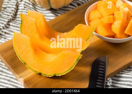 Raw Orange Organic Cantaloupe Fruit Ready to Eat