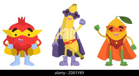 Funny fruit superhero. Lemon in cartoon style Stock Vector Image & Art -  Alamy