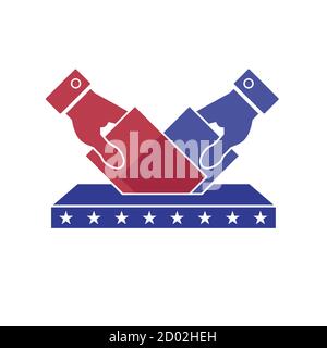 Two hands putting voting icon Stock Vector