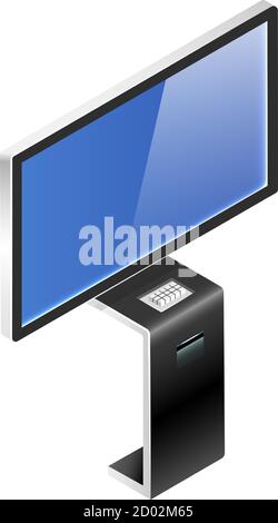 Digital product presentation board isometric vector illustration. Innovative information panel with buttons flat color object. Electronic equipment Stock Vector