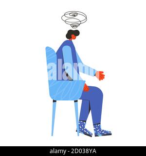 Young man in stress. Male patient with psychological problems, Teenager needed professional support. Mental health. Vector flat illustration. Stock Vector