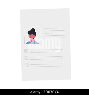 CV isolated on white background. Resume  concept. Vector flat illustration. Stock Vector