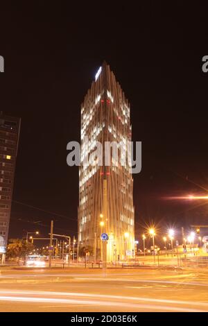 Barcelona, Spain - 24 July 2013: View of Diagonal Zero Zero at night Stock Photo