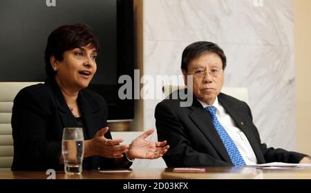 Chief Executive Officer Of Ing Insurance Berhad Nirmala Menon And Managing Director Of Public Bank Tay Ah Lek Speak To Reuters During An Interview In Kuala Lumpur November 18 2010 Ing And