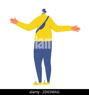 Pensive man. Person in doubt. Teenager frustrated by current situation. Male character thinking about problems. Vector flat illustration. Stock Vector