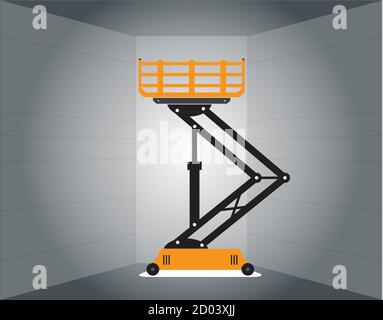 hydraulic scissor lift for high area work Stock Vector