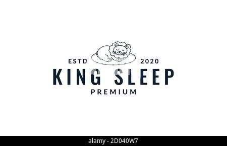 lion sleep  cute  cartoon line logo icon vector illustration Stock Vector