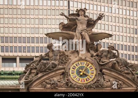 Glory of Commerce clock outside of Grand Central Terminal NYC Stock Photo