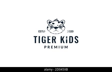 tiger  or cub sad cartoon  logo icon vector illustration Stock Vector