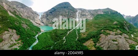Briksdalsbreen is a glacier arm of Jostedalsbreen, and a lake, Briksdalsbre, Norway Stock Photo