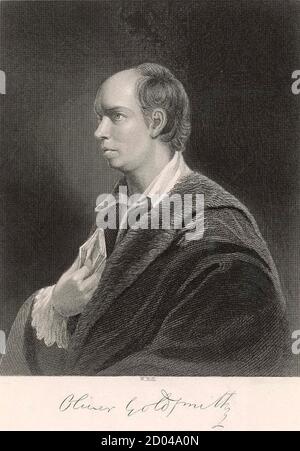 OLIVER GOLDSMITH (1728-1774) Irish novelist, poet and playwright about 1770 Stock Photo