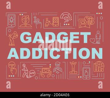 Gadget addiction word concepts banner Stock Vector