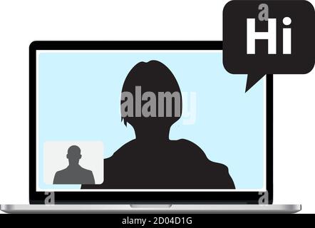 Video Conference, People Connecting Together Remote Working on Laptop Stock Vector