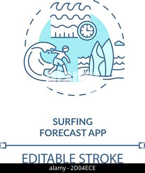 Surfing forecast app concept icon Stock Vector