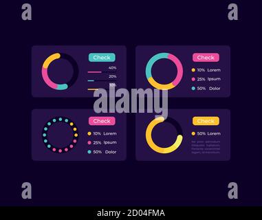 Pie charts UI elements kit Stock Vector