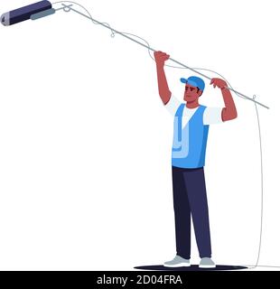Sound engineer semi flat RGB color vector illustration Stock Vector