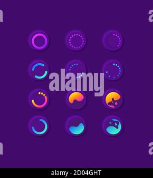Waiting circles UI elements kit Stock Vector