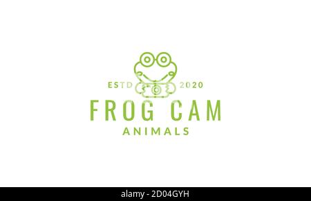 frog or toad with camera  logo icon vector illustration Stock Vector
