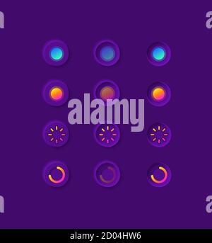 Button options for media UI elements kit Stock Vector