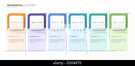 Vector infographic design template. Six options Stock Vector