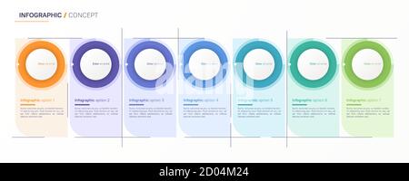 Vector infographic design template. Seven options Stock Vector