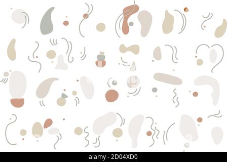 Vector set of brush strokes, abstract elements, ink stains and textures isolated on white. Art collection for design cards, banners, backgrounds Stock Vector