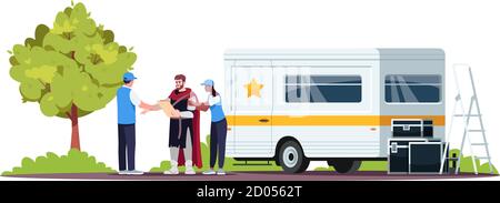 Preparing actor semi flat RGB color vector illustration Stock Vector