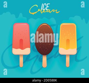Ice Cream vector icon. Collection of ice cream illustrations. Ice cream shop logo badges Stock Vector