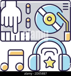 Electronic music RGB color icon Stock Vector