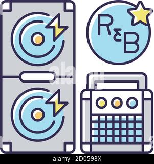 Rhythm and blues RGB color icon Stock Vector