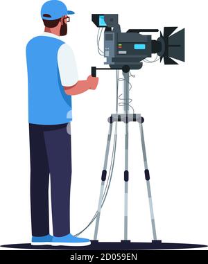 Cameraman semi flat RGB color vector illustration Stock Vector