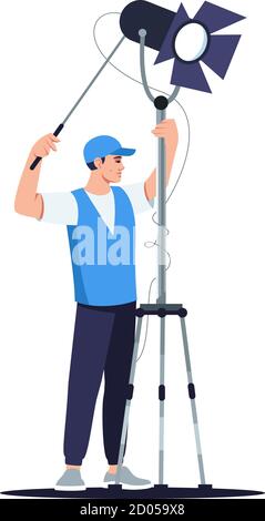 Lightning technician semi flat RGB color vector illustration Stock Vector