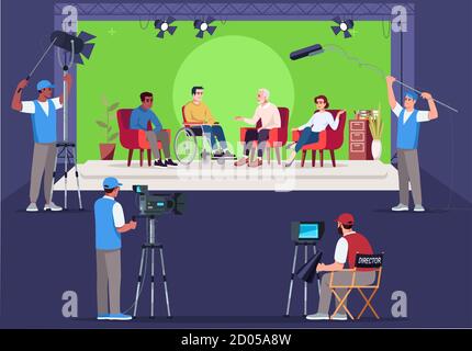 Interview set semi flat vector illustration Stock Vector