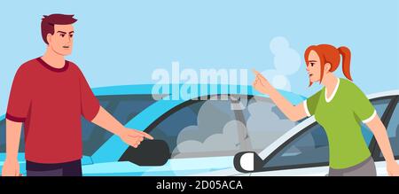 Arguing people semi flat vector illustration Stock Vector