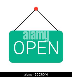 Open Store Sign Flat Icon Vector Illustration EPS10 Stock Vector