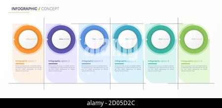 Vector infographic design template. Six options Stock Vector
