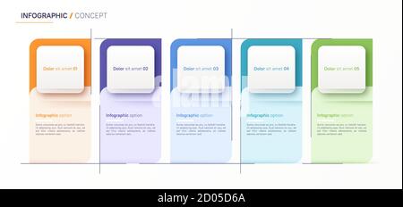 Vector infographic design template. Five option Stock Vector