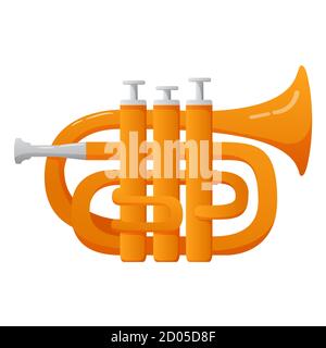 Trumpet wind musical instrument.Concept for classical music and jazz. Stock Vector
