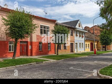 Historical street in Kezmarok city, Slovakia Stock Photo