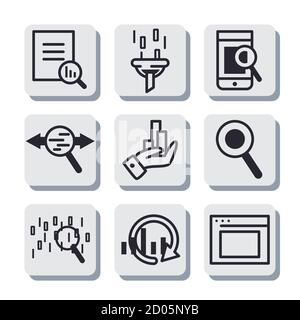 Data analysis line style icon set design, and information theme Vector illustration Stock Vector