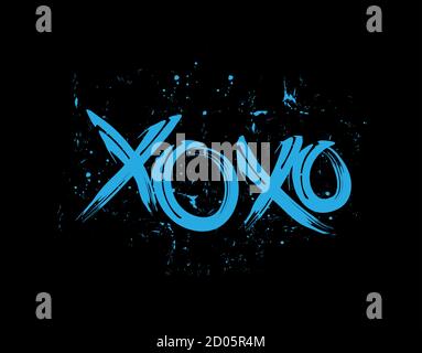 Xoxo Lettering Text on black background in vector illustration Stock Vector