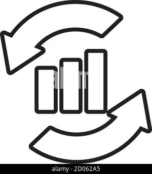 circular arrows chart icon over white background, line style, vector ...