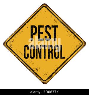 Pest control vintage rusty metal sign on a white background, vector illustration Stock Vector