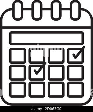 calendar with check marks icon over white background, line style ...
