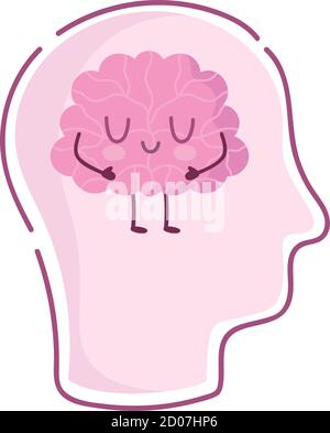 world mental health day, human head cartoon brain vector illustration Stock Vector