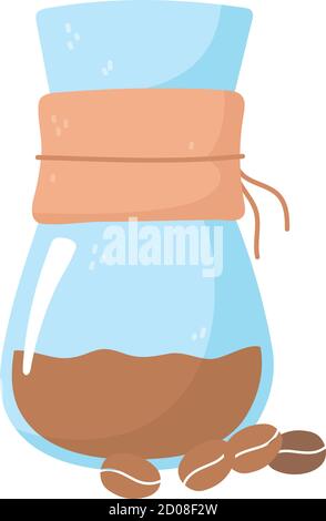 coffee brewing methods, chemex coffee with a grains vector illustration ...