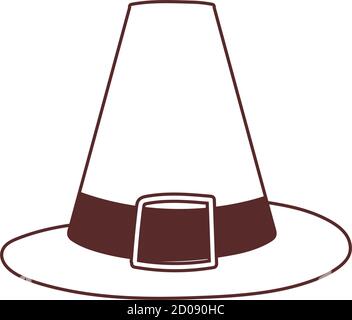 pilgrim hat cartoon isolated icon design vector illustration line style Stock Vector